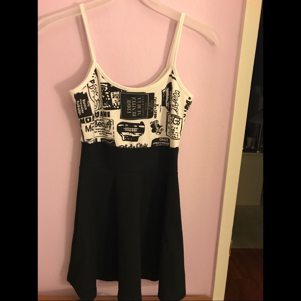 Cute Patterned-Top Spaghetti-Strap Dress